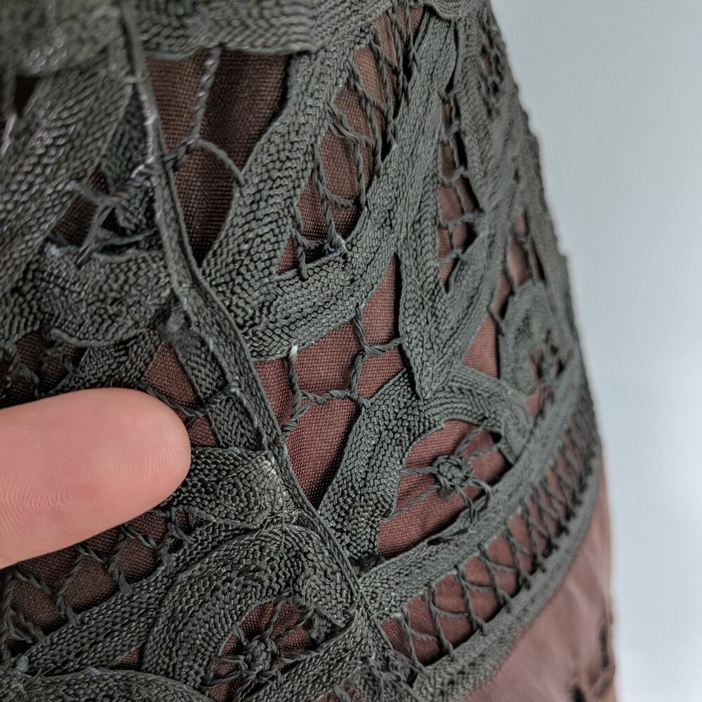 Vintage Cache Silk Midi Dress Cocktail Gown 6 Brown Lace Fairy Grunge 90sY2K - Picture 16 of 16